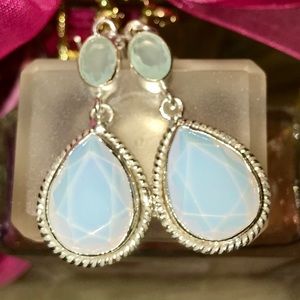 💗MILKY OPAL GEMSTONE➕GREEN CHALCEDONY•925 SS💗